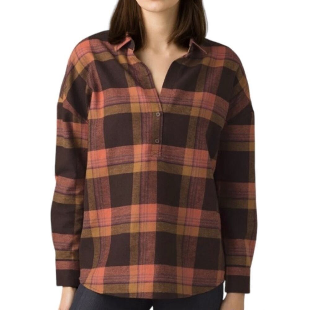 Prana Dante Flannel Top Women's Size Small Raisin W23202193